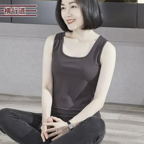 2025夏季新款韩版简约方领修身纯色背心女装内搭打底衫无袖上衣服图片