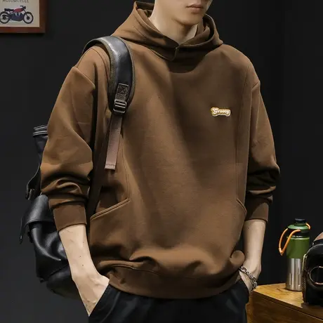 重磅美式潮牌连帽卫衣男春秋款男士加绒长袖衣服春季2024新款外套商品大图