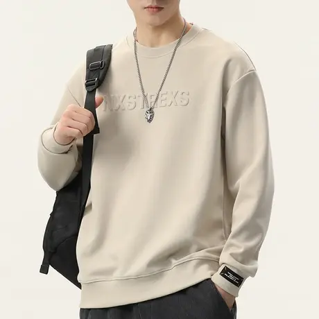 2024新款春季潮牌重磅情侣装长袖上衣春秋款男装宽松套头圆领卫衣商品大图