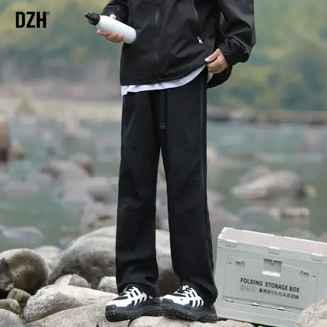 男生黑色裤子男春秋款韩版潮流休闲直筒裤百搭拖地裤垂感高级感潮图片