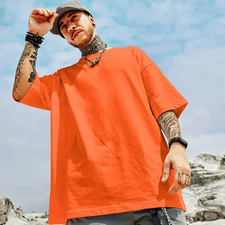 加肥加大码纯色宽松T恤简约情侣纯棉胖子半袖男打底衫短袖五分袖商品大图