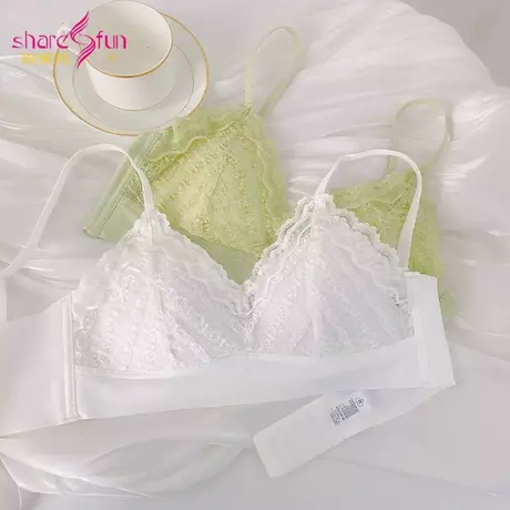 霞黛芳法式三角杯内衣女小胸超薄款显胸小性感蕾丝纯欲风文胸罩商品大图