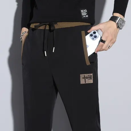 垂感运动裤男士直筒宽松紧腰弹力弹性休闲裤子男裤春秋款秋季冬季商品大图