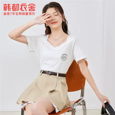 韩都衣舍2023夏季新款女装T恤DFV1100081T图片