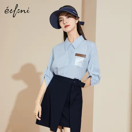 【商场同款】伊芙丽职业女士衬衫2021夏季新款百搭衬衣1C7222331图片