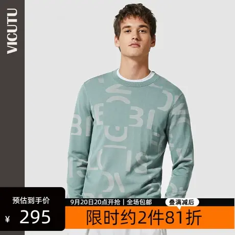 VICUTU/威可多男士长袖针织衫简约个性花纹毛衣男百搭打底衫商品大图