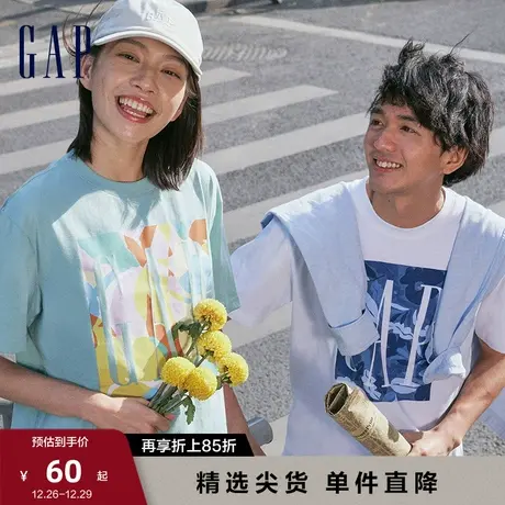 Gap男女装夏季新款LOGO亲肤短袖T恤字母运动情侣装美式上衣670429图片