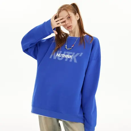 Nuthink欧美潮流简约风字母圆领卫衣男潮牌oversize加肥加大春季商品大图