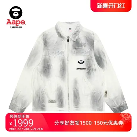 Aape男装春夏猿颜字母刺绣水洗做旧潮流宽松夹克外套7644XBM图片