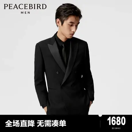 【商场同款】太平鸟男装羊毛西装2024新款拼接休闲西服B1BAE1X01图片