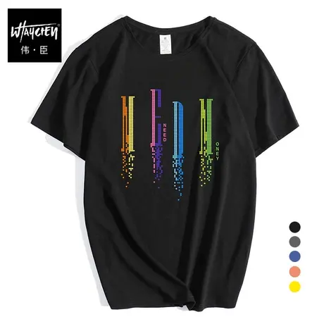 伟臣潮流大码男装夏季纯棉短袖T恤胖子加肥加大宽松印花半袖体恤商品大图