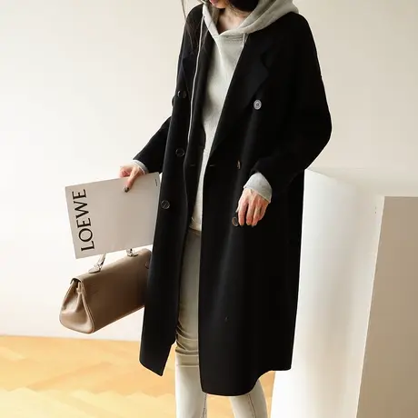 【反季清仓仅399】女中长款双面呢韩版宽松赫本风秋冬外套女商品大图
