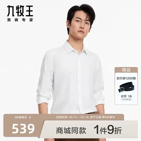 [Dp免烫]九牧王男装JC1C70117商场同款纯棉正装长袖衬衫23衬衣SN图片