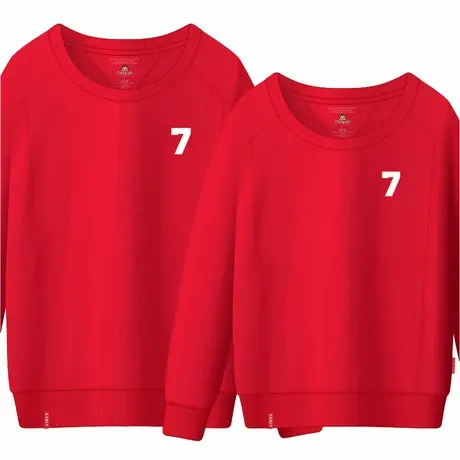 Ohlyah品牌情侣装春男女长袖圆领卫衣简约数字胸花打底衫上衣外套商品大图