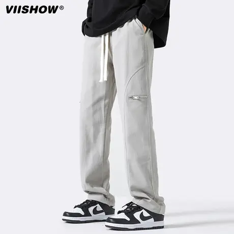 VIISHOW重磅卫裤男春秋美式潮牌休闲运动裤子oversize直筒拖地裤商品大图