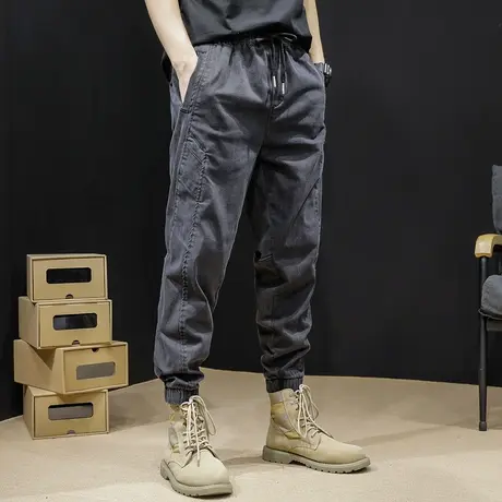 休闲春秋牛仔裤男秋冬2023新款男士工装裤子宽松大码秋季潮牌束脚商品大图