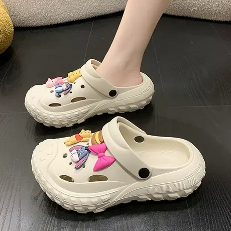 可爱卡通轮胎洞洞鞋女外穿2023新款夏季厚底防滑沙滩包头凉拖鞋潮商品大图