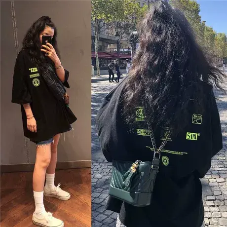 胖MM夏季宽松短袖T恤女加肥大码女装韩版遮肚半袖上衣ins潮200斤商品大图