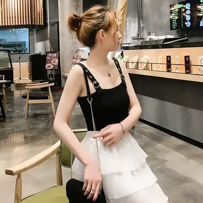 港味小清新内搭无袖打底衫复古chic针织吊带背心女夏短款外穿上衣图片