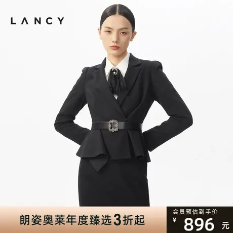 朗姿[浓情巴洛克]西装外套冬季新款高定收腰制定优雅通勤上衣图片