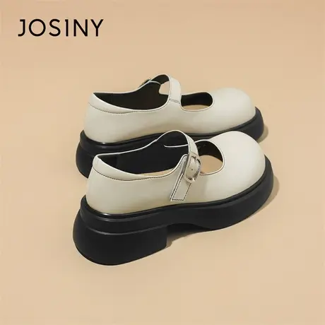 Josiny/卓诗尼小皮鞋女2024新款粗跟少女风优雅厚底百搭玛丽珍鞋商品大图