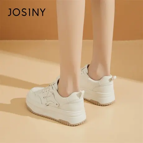 Josiny/卓诗尼小白鞋女2024年新款春季厚底通勤增高舒适软底板鞋商品大图