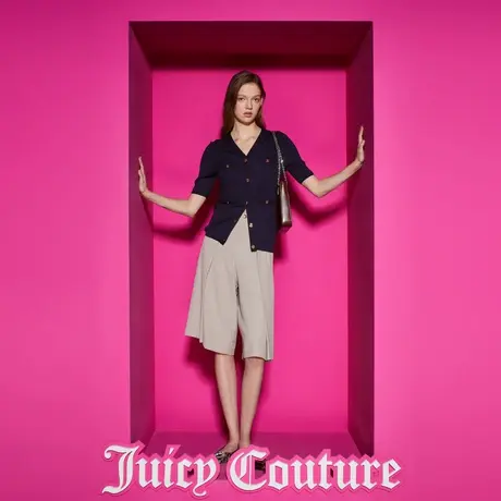 Juicy Couture橘滋2023新款星河万里装饰袋开襟短袖女针织衫商品大图