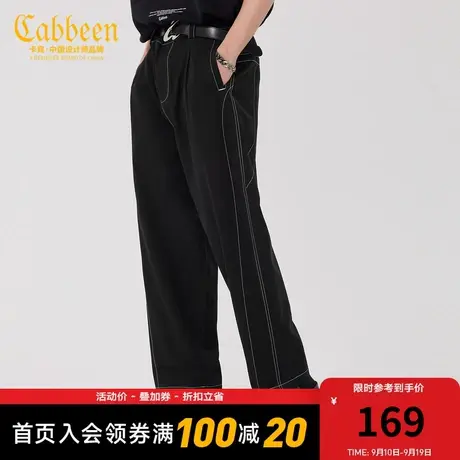 卡宾男装潮流明线直筒休闲裤新款宽松工装裤街头Y图片