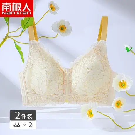 南极人前扣拉链无钢圈薄款内衣女小胸聚拢收副乳防下垂美背蕾丝图片