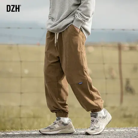 男士束脚裤棕色裤子休闲百搭长裤男秋季痞帅高级感灯芯绒男裤潮牌商品大图