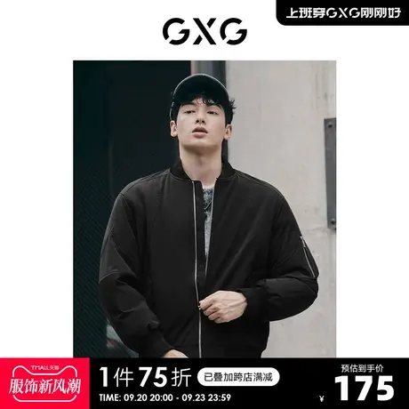 GXG奥莱 冬新品黑色休闲加厚摇粒绒棒球领夹克#10C1002I图片