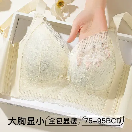 梦芭蒂大胸显小全罩杯内衣女夏薄款双重提拉防下垂无钢圈文胸新款商品大图