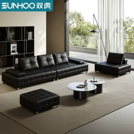 意式极简劳伦斯沙发客厅头层牛皮真皮大小户型直排大黑牛沙发106图片