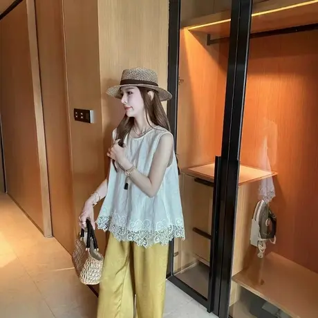 韩版时尚百搭后背系带圆领显瘦无袖背心潮2025夏季新款背心小衫图片