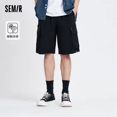 商场同款森马休闲中裤男2024夏季新款宽松工装裤轻薄凉感五分短裤图片