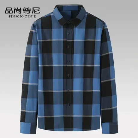 衬衫男士春季时尚格纹显年轻长袖衬衣中老年爸爸春装上衣2023新款图片