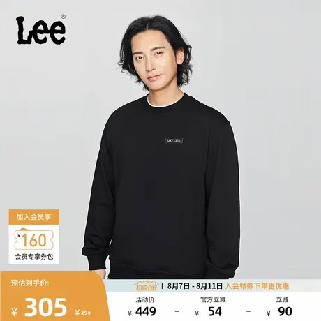 Lee25秋冬新品舒适版圆领金属Logo贴标男长袖卫衣潮LMT010833204图片