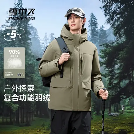雪中飞2025冬新款户外机能男士商务休闲短款探险羽绒服露营百搭商品大图