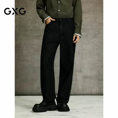 GXG男装 商场同款黑色经典牛仔裤宽松直筒长裤 25年春G25X051003商品大图