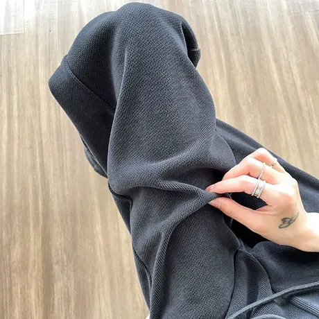 蓝灰色灯芯绒阔腿裤女秋冬新款高腰显瘦宽松垂感加厚雪尼尔直筒裤商品大图