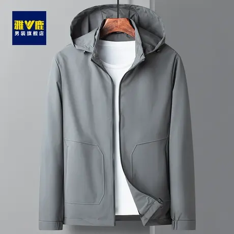 【可拆卸连帽】雅鹿夹克男2023春秋新款时尚大口袋休闲工装外套男商品大图