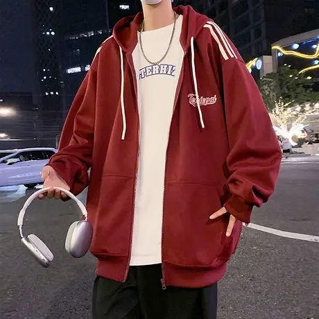 连帽卫衣男秋冬季新款宽松休闲外套oversize上衣潮流美式拉链开衫图片