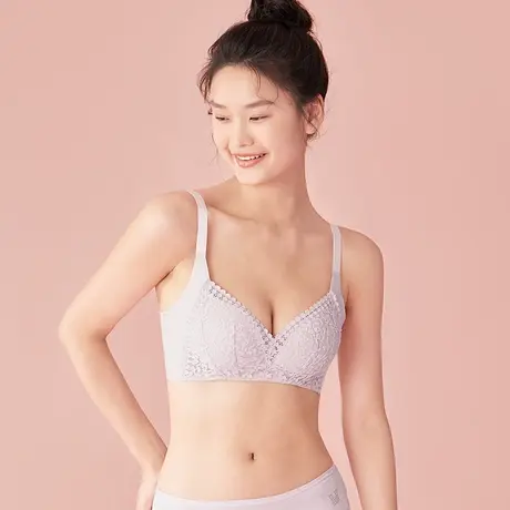 2023新品都市丽人益母草抗菌蕾丝内衣女透气收副乳手掌杯聚拢文胸商品大图