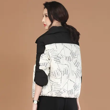新品8.5折】时尚立领印花棉衣外套设女计感百搭棉服面包服商品大图