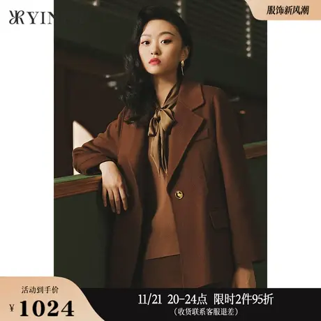 【1996系列】YINER音儿女装冬季一粒扣西装领短外套商品大图