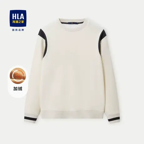 【加绒加厚】HLA/海澜之家保暖针织衫2023秋冬新款圆领透气毛衣男图片
