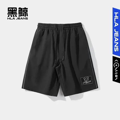 黑鲸HLAJEANS海澜之家旗下潮牌星际熊休闲中裤男腰间抽绳运动风图片