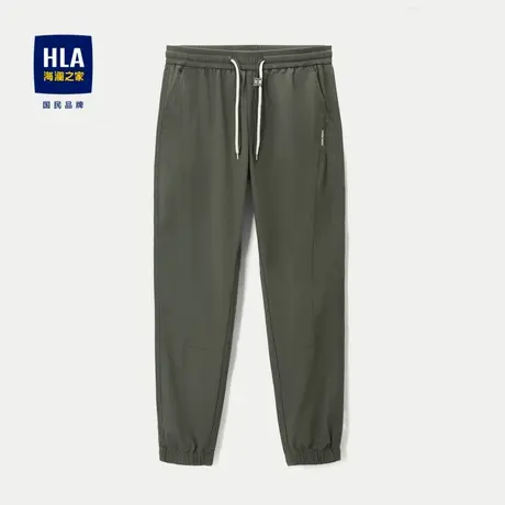 HLA/海澜之家松紧腰休闲裤2023秋季微弹中腰直筒九分长裤男商品大图