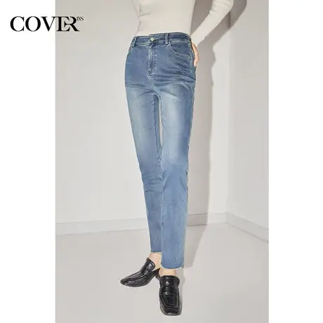 COVER2022冬时尚简约轻奢设计感舒适保暖棉质水洗牛仔裤商品大图