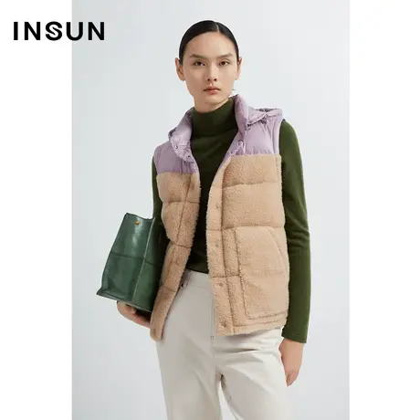 INSUN恩裳线上专选秋季拼接撞色薄款羽绒服图片